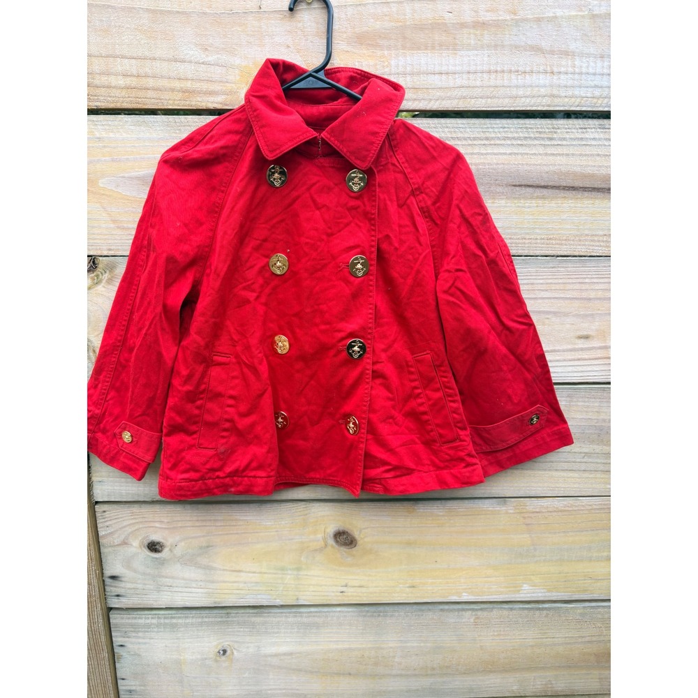 Red Ralph Lauren Pea Coat Gold Anchor Buttons Nautical Sailor Jacket